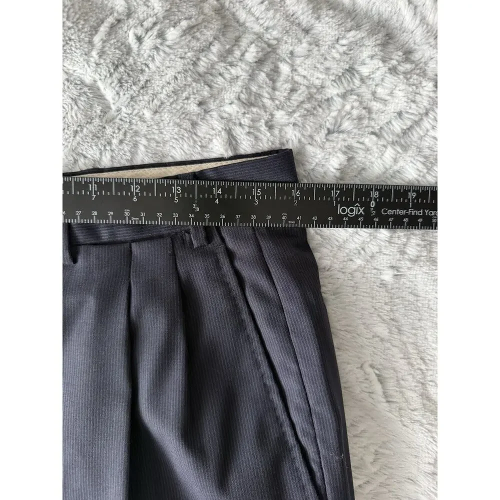 Bachrach Men’s Wool Suit 40 Navy Pinstripe Blazer Pants Made In Italy Classic